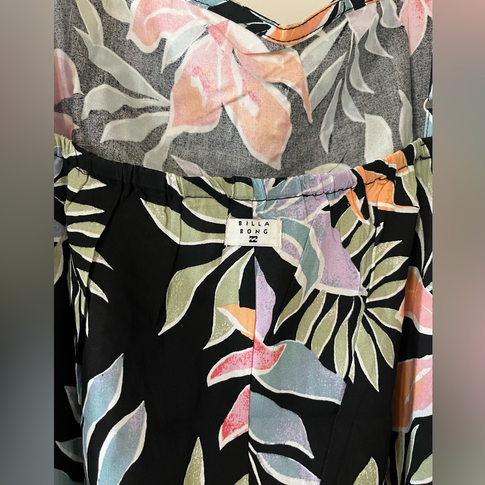 Billabong Black Midi Slip Dress with Pink & Pastel Floral Print Women’s large - Picture 10 of 15